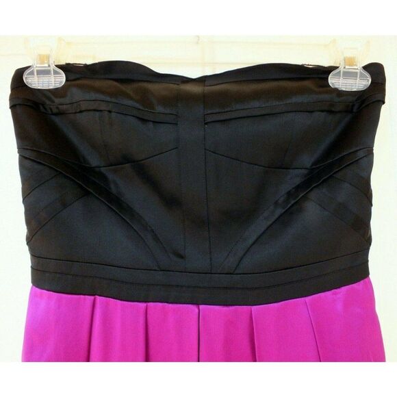 Gianni Bini Colorblock Cocktail Pleated Strapless Silk Dress 2 - Picture 4 of 6